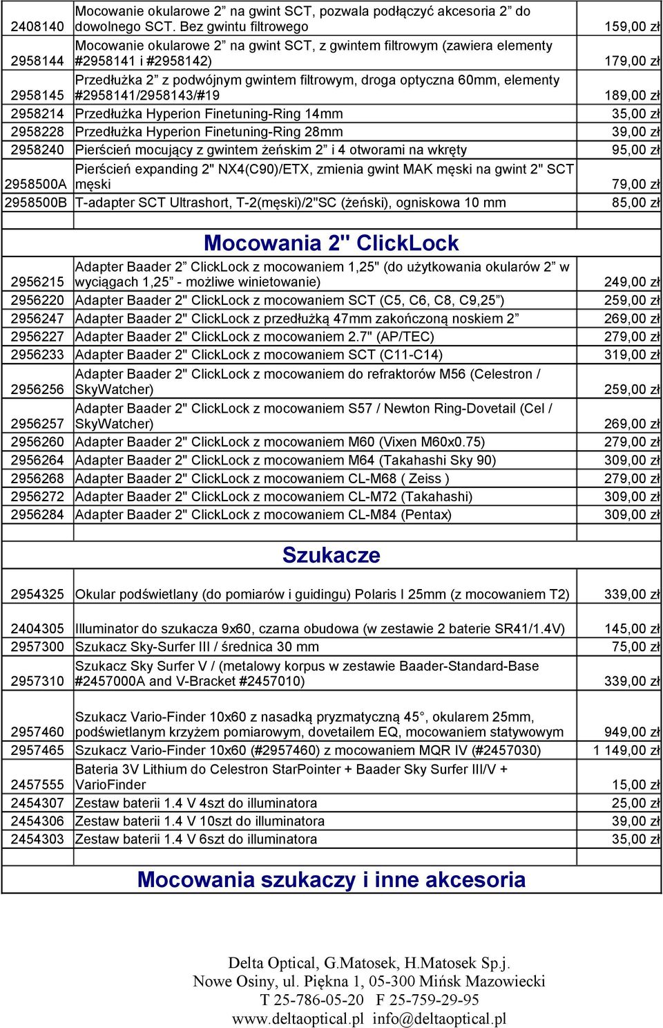 optyczna 60mm, elementy 2958145 #2958141/2958143/#19 189,00 zł 2958214 Przedłużka Hyperion Finetuning-Ring 14mm 2958228 Przedłużka Hyperion Finetuning-Ring 28mm 39,00 zł 2958240 Pierścień mocujący z