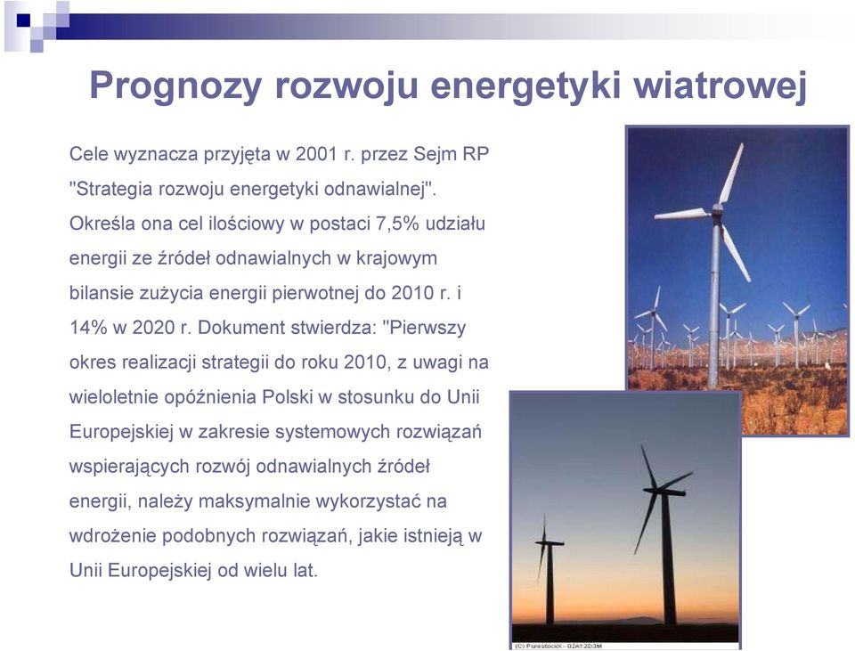 Dokument stwierdza: "Pierwszy okres realizacji strategii do roku 2010, z uwagi na wieloletnie opóźnienia Polski w stosunku do Unii Europejskiej w zakresie