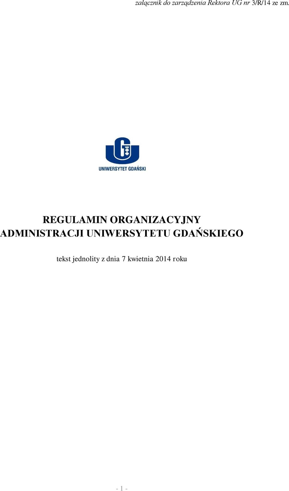 REGULAMIN ORGANIZACYJNY ADMINISTRACJI