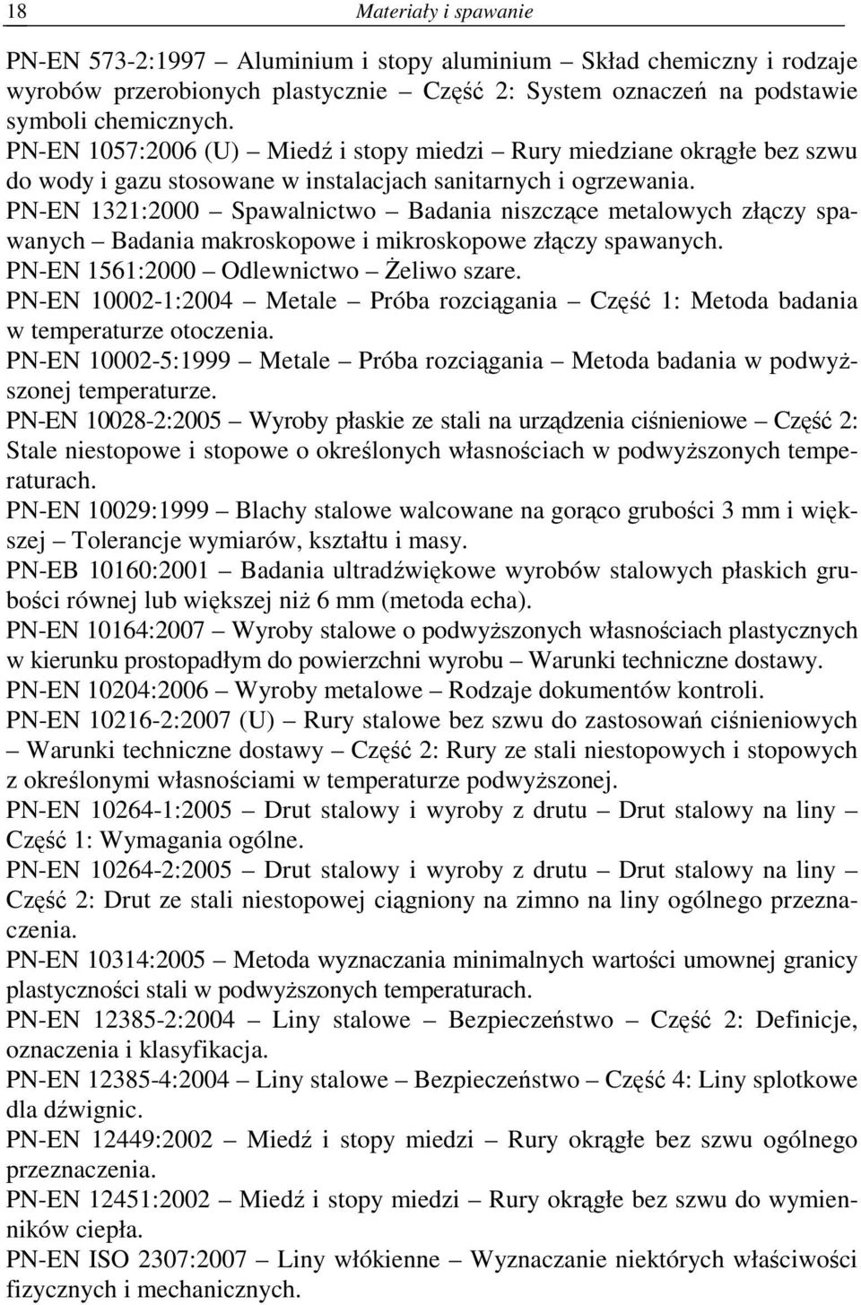 PN-EN 1321:2000 Spawalnictwo Badania niszczące metalowych złączy spawanych Badania makroskopowe i mikroskopowe złączy spawanych. PN-EN 1561:2000 Odlewnictwo śeliwo szare.