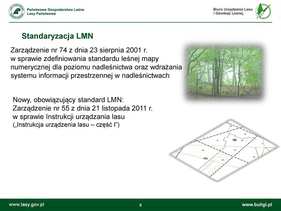 systemu informacji przestrzennej w nadleśnictwach Nowy, obowiązujący standard LMN: Zarządzenie nr