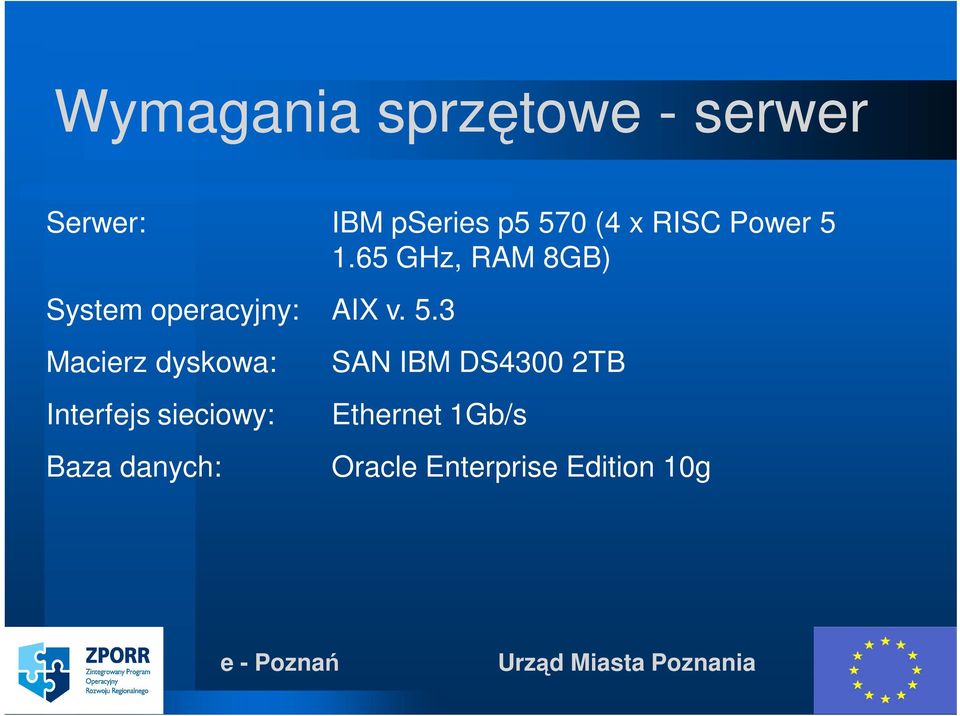 5.3 Macierz dyskowa: Interfejs sieciowy: Baza danych: SAN