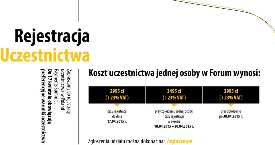 zł (+23% VAT) przy rejestracji do dnia 17.04.2015 r.