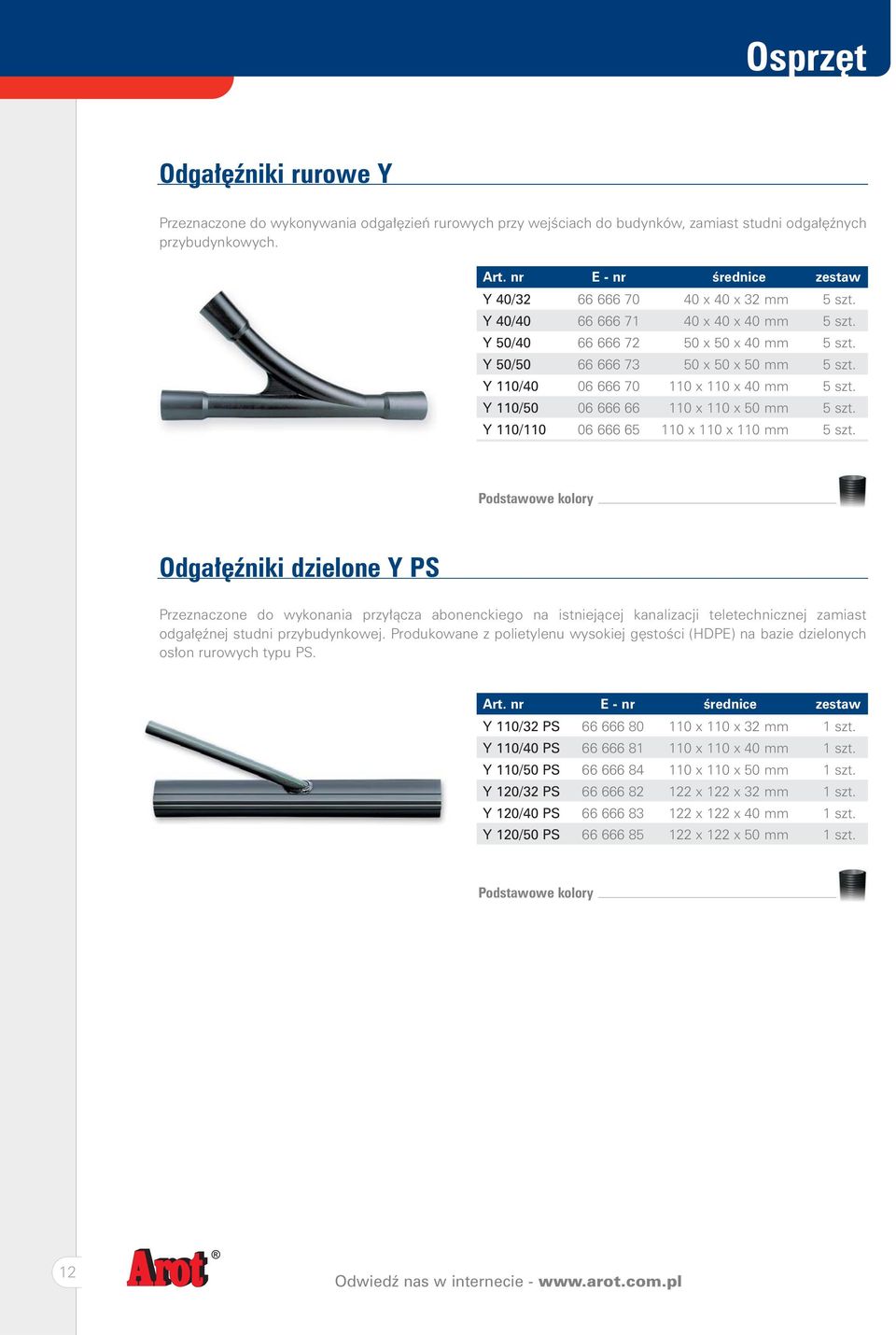 Y 110/40 06 666 70 110 x 110 x 40 mm 5 szt. Y 110/50 06 666 66 110 x 110 x 50 mm 5 szt. Y 110/110 06 666 65 110 x 110 x 110 mm 5 szt.