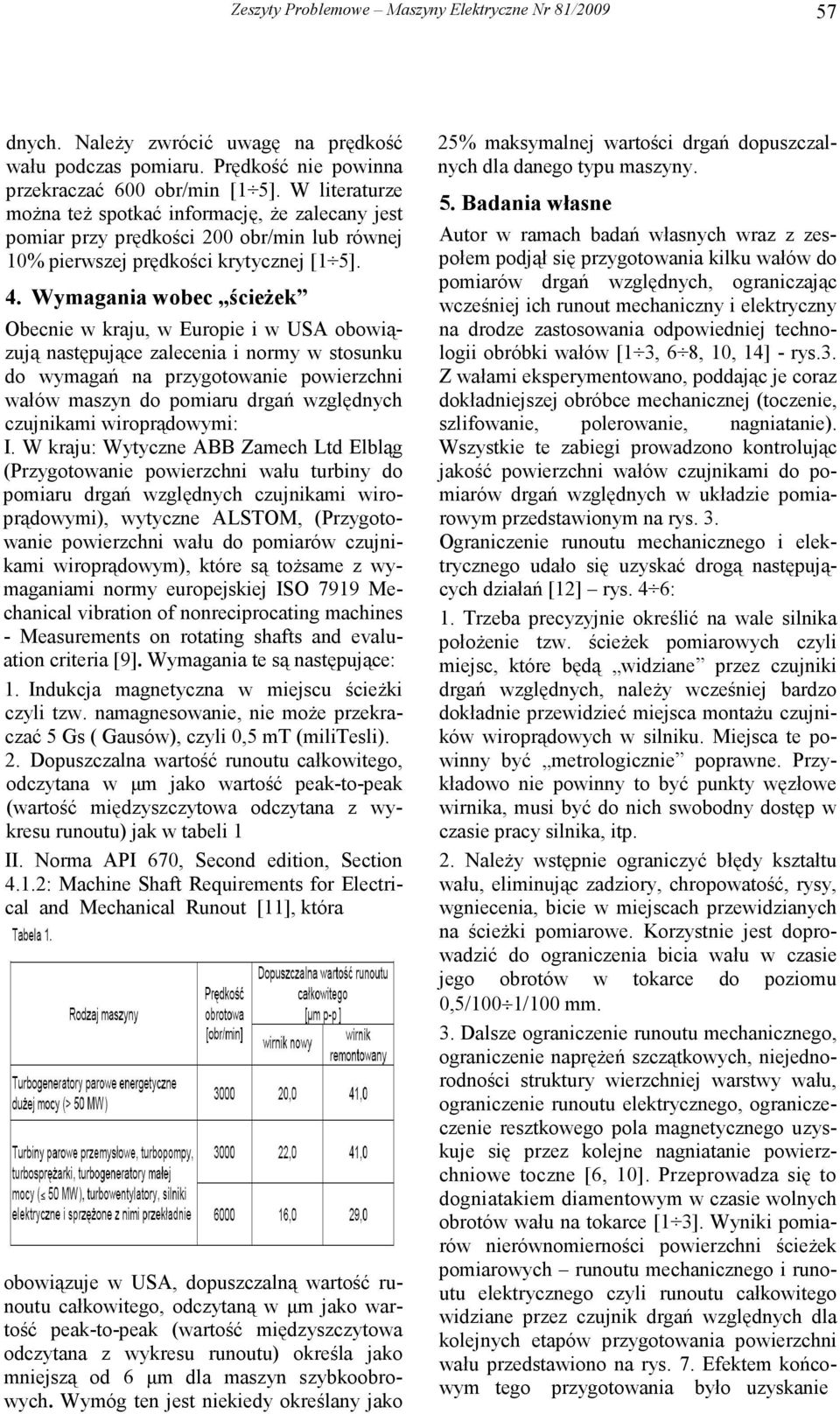 Wymagania wobec ścieŝek Obecnie w kraju, w Europie i w USA obowiązują następujące zalecenia i normy w stosunku do wymagań na przygotowanie powierzchni wałów maszyn do pomiaru drgań względnych