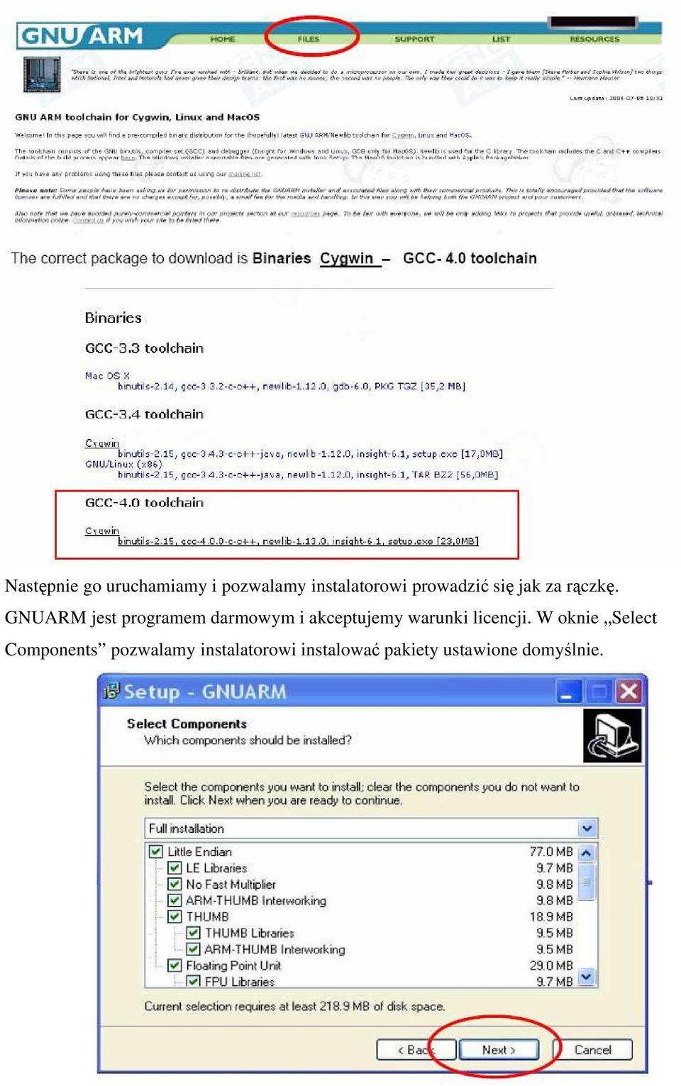 GNUARM jest programem darmowym i akceptujemy warunki