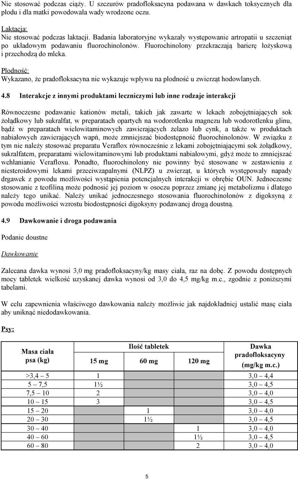 Płodność: Wykazano, że pradofloksacyna nie wykazuje wpływu na płodność u zwierząt hodowlanych. 4.