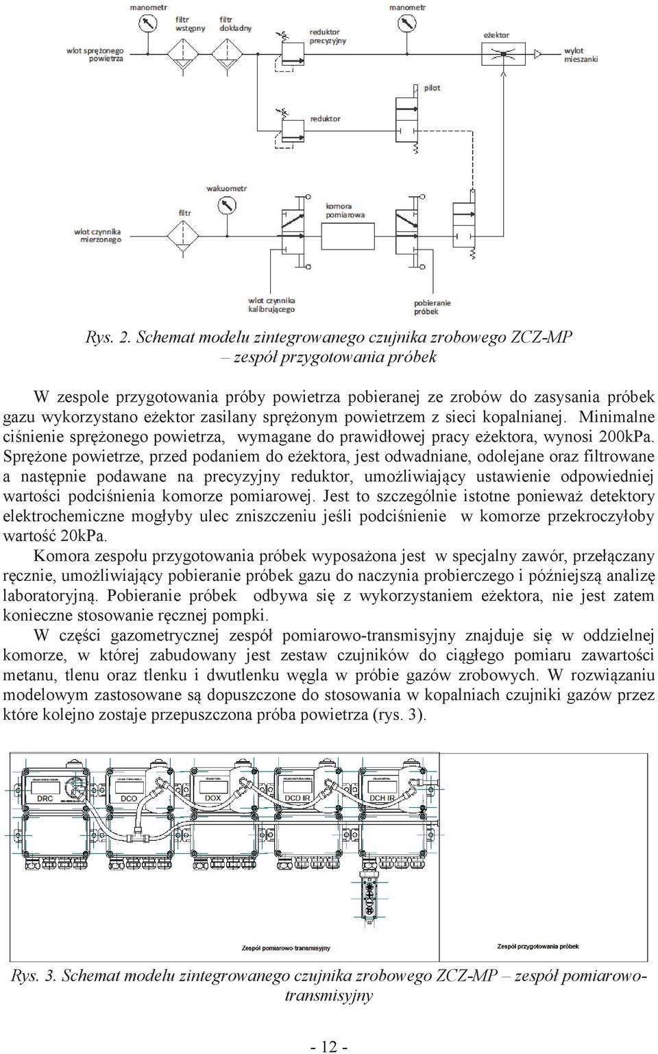 sprężonym powietrzem z sieci kopalnianej. Minimalne ciśnienie sprężonego powietrza, wymagane do prawidłowej pracy eżektora, wynosi 200kPa.