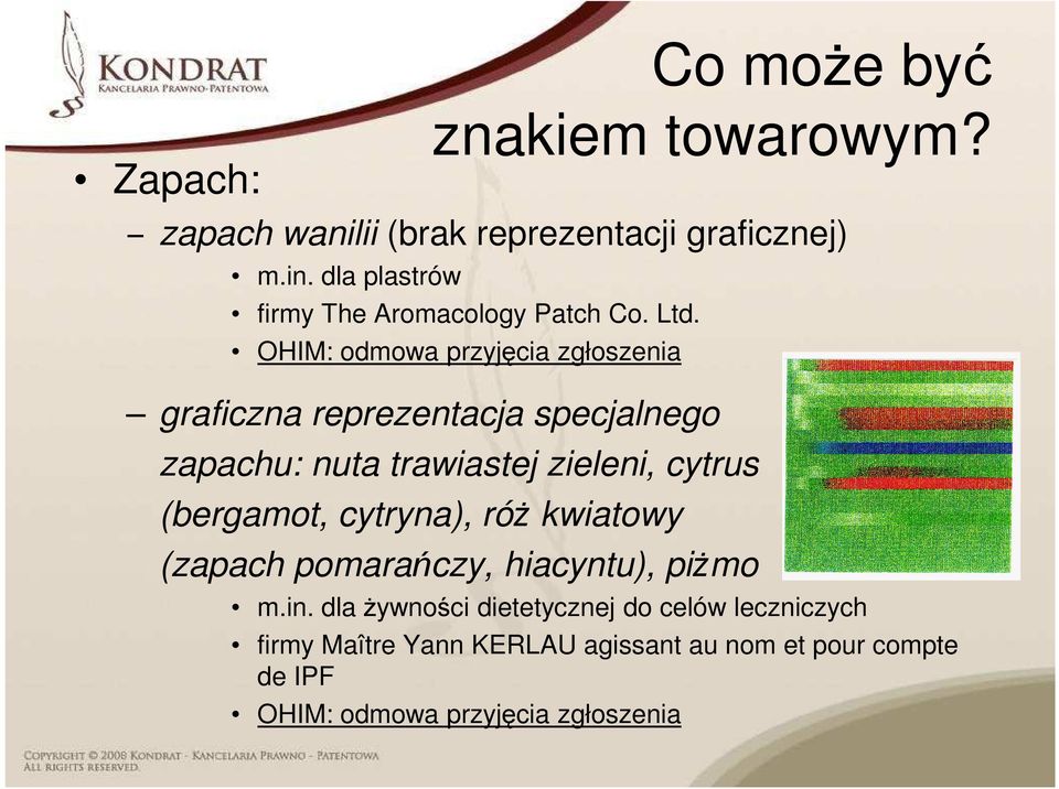 OHIM: odmowa przyjęcia zgłoszenia graficzna reprezentacja specjalnego zapachu: nuta trawiastej zieleni, cytrus