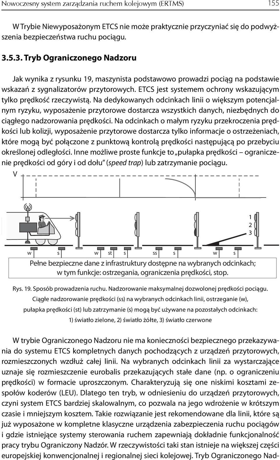 ETCS jet ytemem ochrony wkazującym tylko prędkość rzeczywitą.