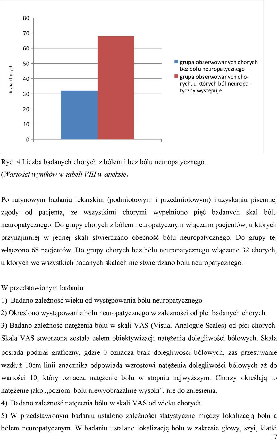 (Wartości wyników w tabeli VIII w aneksie) Po rutynowym badaniu lekarskim (podmiotowym i przedmiotowym) i uzyskaniu pisemnej zgody od pacjenta, ze wszystkimi chorymi wypełniono pięć badanych skal