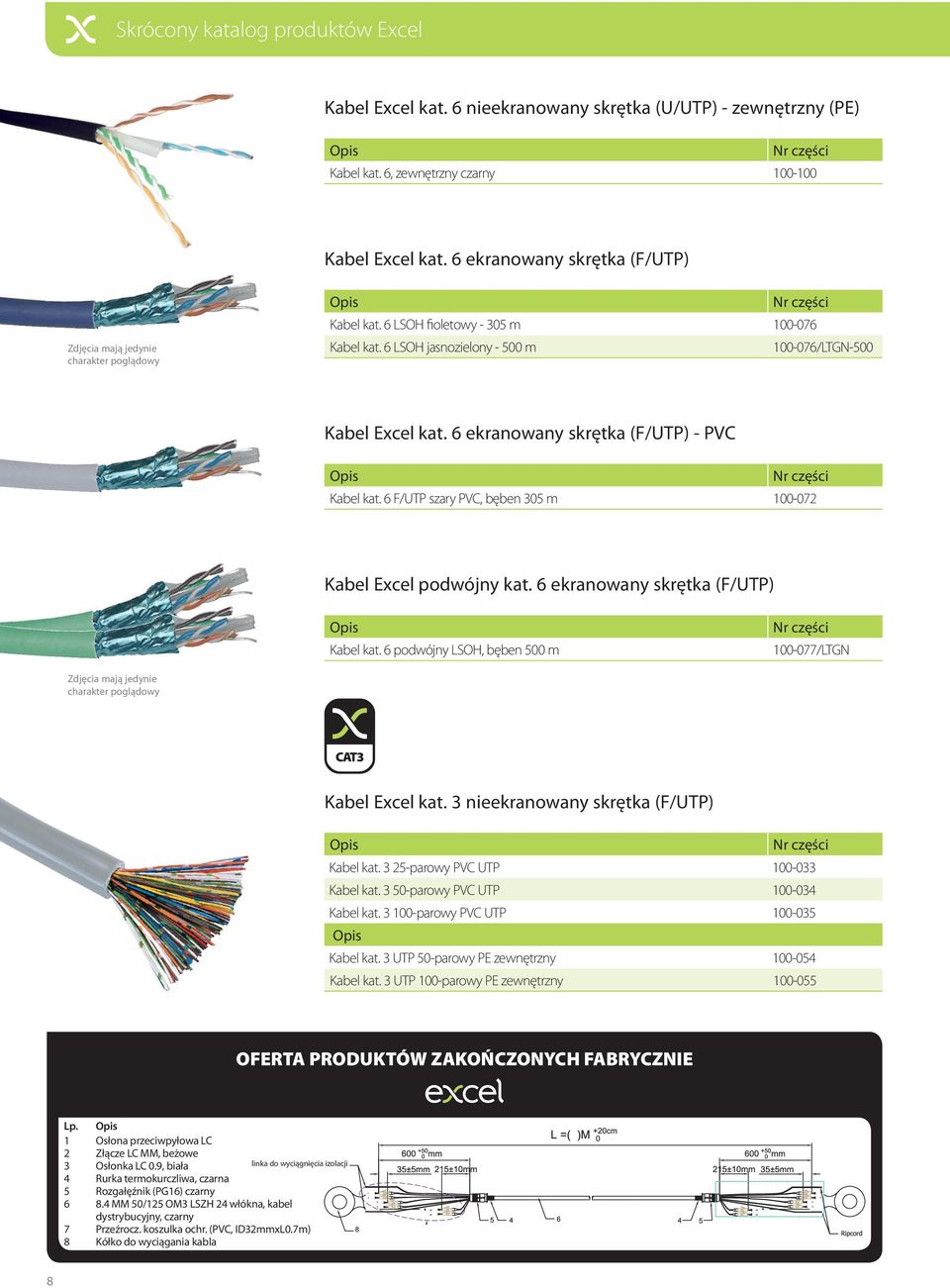 6 ekranowany skrętka (F/UTP) - PVC Kabel kat. 6 F/UTP szary PVC, bęben 305 m 100-072 Kabel Excel podwójny kat. 6 ekranowany skrętka (F/UTP) Kabel kat.