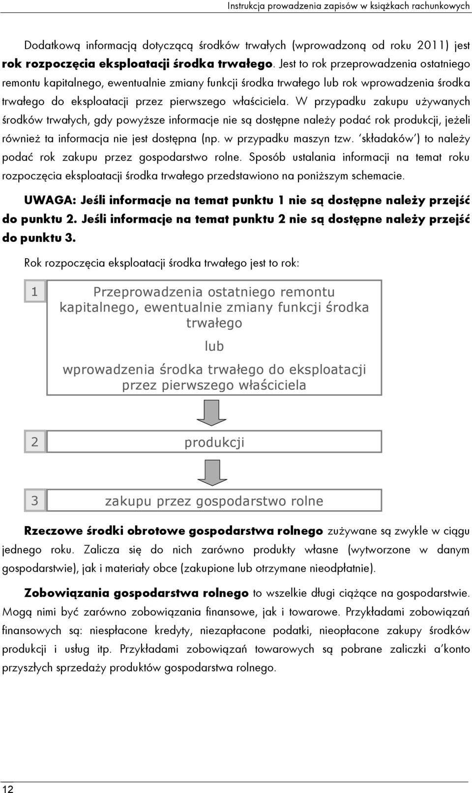 W przypadku zakupu używanych środków trwałych, gdy powyższe informacje nie są dostępne należy podać rok produkcji, jeżeli również ta informacja nie jest dostępna (np. w przypadku maszyn tzw.