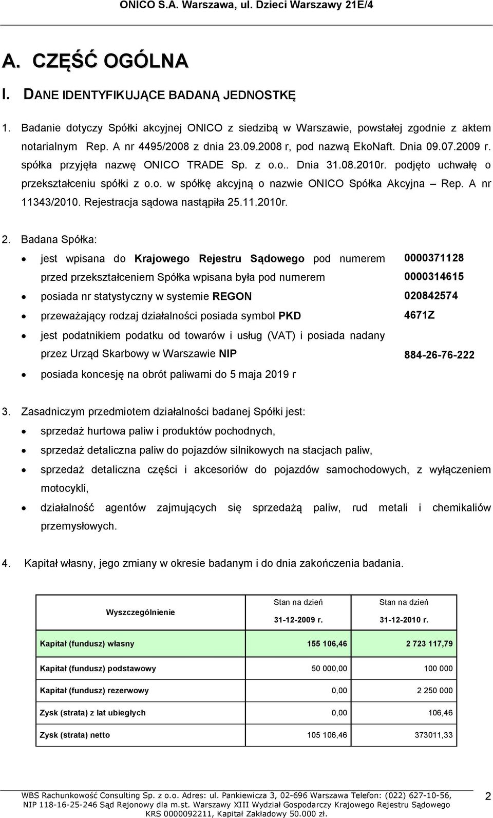 A nr 11343/2010. Rejestracja sądowa nastąpiła 25