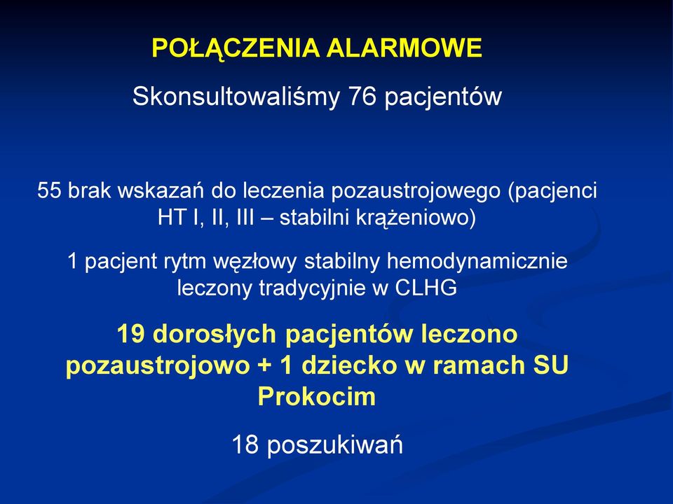 pacjent rytm węzłowy stabilny hemodynamicznie leczony tradycyjnie w CLHG 19