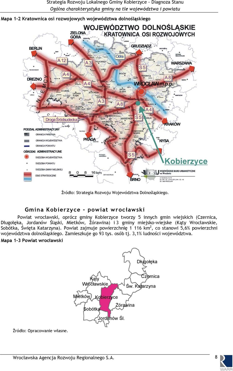 miejsko-wiejske (Kąty Wrocławskie, Sobótka, Święta Katarzyna). Powiat zajmuje powierzchnię 1 116 km 2, co stanowi 5,6% powierzchni województwa dolnośląskiego. Zamieszkuje go 93 tys. osób tj.