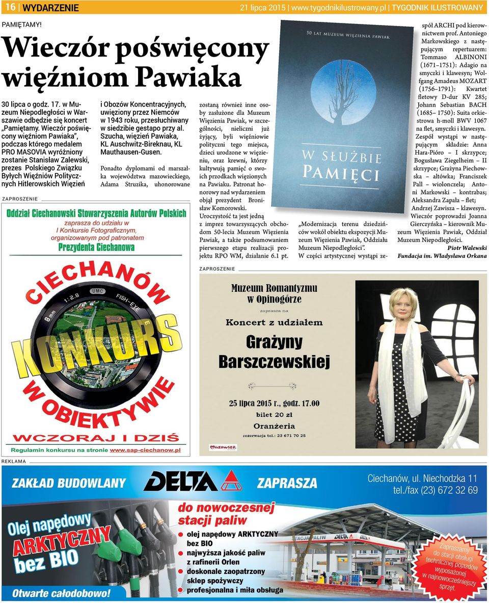 Wieczór poświęcony więźniom Pawiaka, podczas którego medalem PRO MASOVIA wyróżniony zostanie Stanisław Zalewski, prezes Polskiego Związku Byłych Więźniów Politycznych Hitlerowskich Więzień