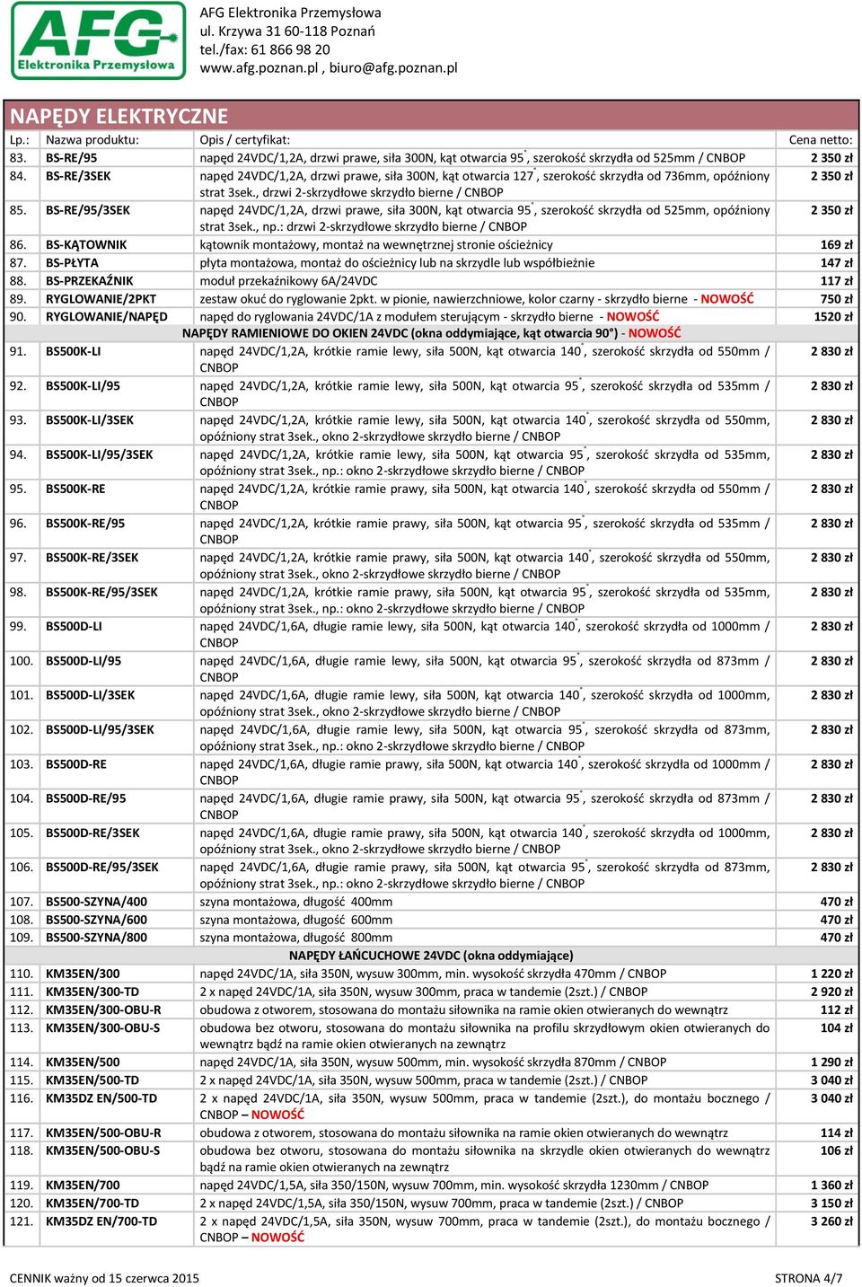 BS-RE/95/3SEK napęd 24VDC/1,2A, drzwi prawe, siła 300N, kąt otwarcia 95, szerokość skrzydła od 525mm, opóźniony 2 350 zł strat 3sek., np.: drzwi 2-skrzydłowe skrzydło bierne / 86.