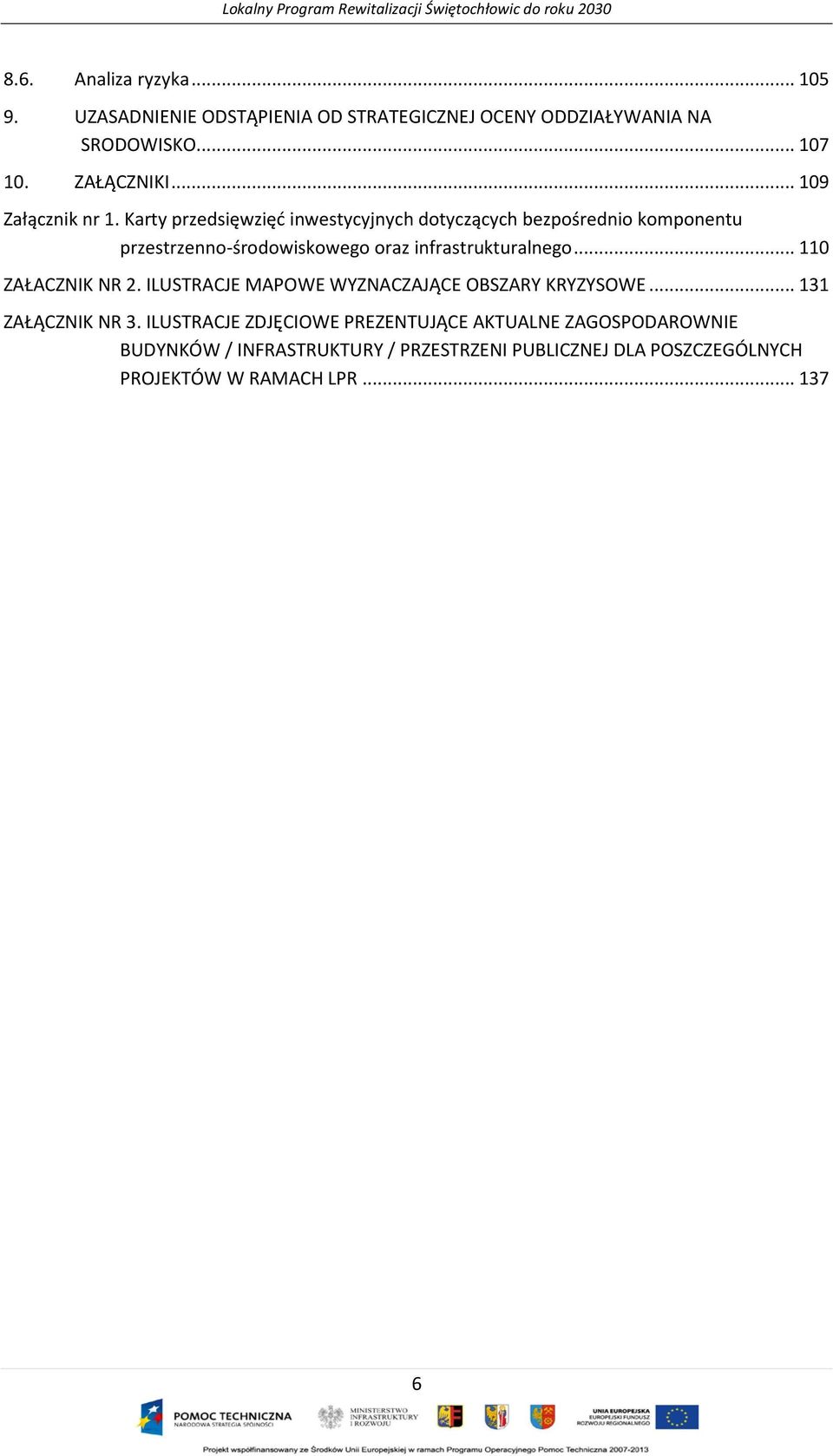 Karty przedsięwzięć inwestycyjnych dotyczących bezpośrednio komponentu przestrzenno-środowiskowego oraz infrastrukturalnego.