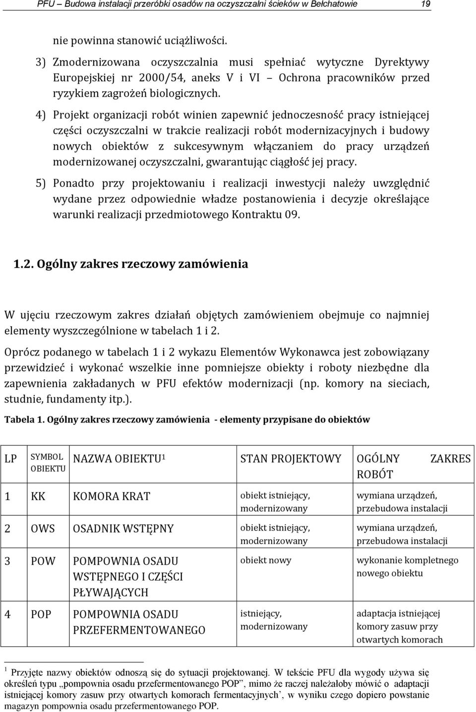 4) Projekt organizacji robót winien zapewnić jednoczesność pracy istniejącej części oczyszczalni w trakcie realizacji robót modernizacyjnych i budowy nowych obiektów z sukcesywnym włączaniem do pracy