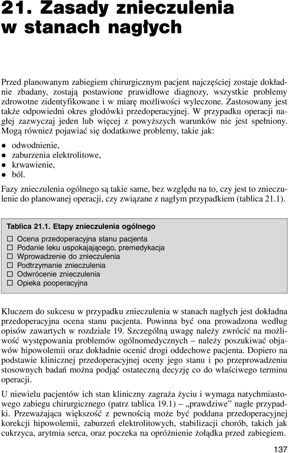 w miarę możliwości wylecone. Zastosowany jest także odpowiedni okres głodówki predoperacyjnej. W prypadku operacji nagłej awycaj jeden lub więcej powyżsych warunków nie jest spełniony.