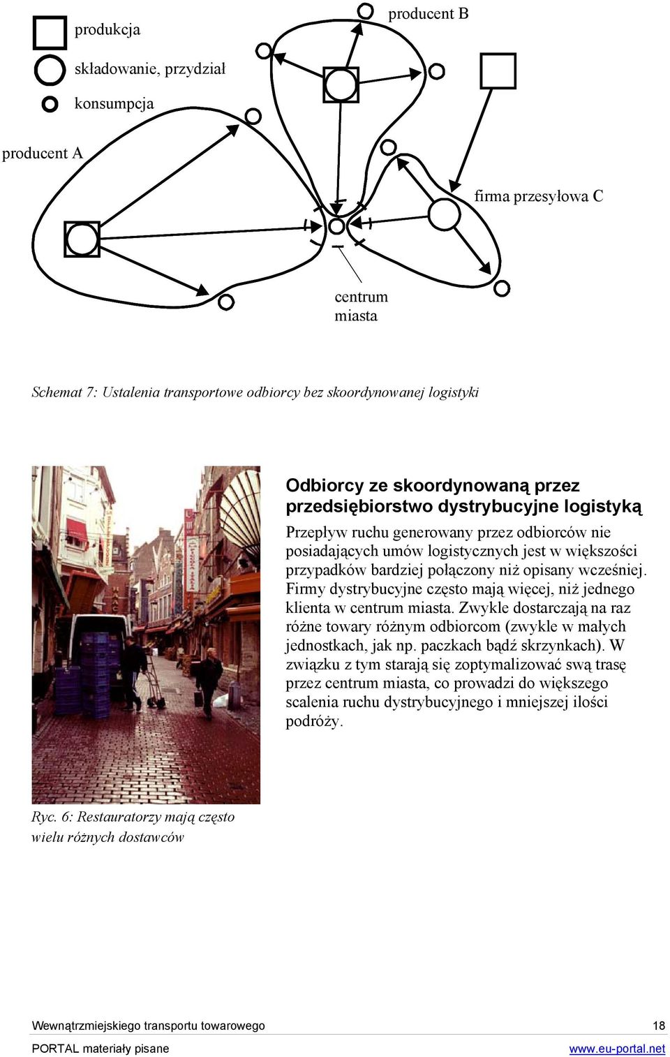 Firmy dystrybucyjne często mają więcej, niż jednego klienta w centrum miasta. Zwykle dostarczają na raz różne towary różnym odbiorcom (zwykle w małych jednostkach, jak np. paczkach bądź skrzynkach).