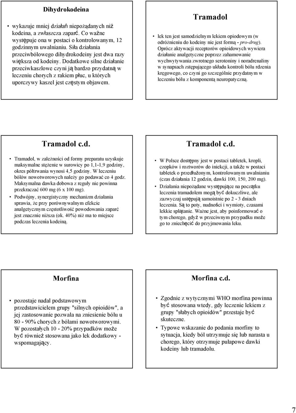 Dodatkowe silne działanie przeciwkaszlowe czyni ją bardzo przydatną w leczeniu chorych z rakiem płuc, u których uporczywy kaszel jest częstym objawem.