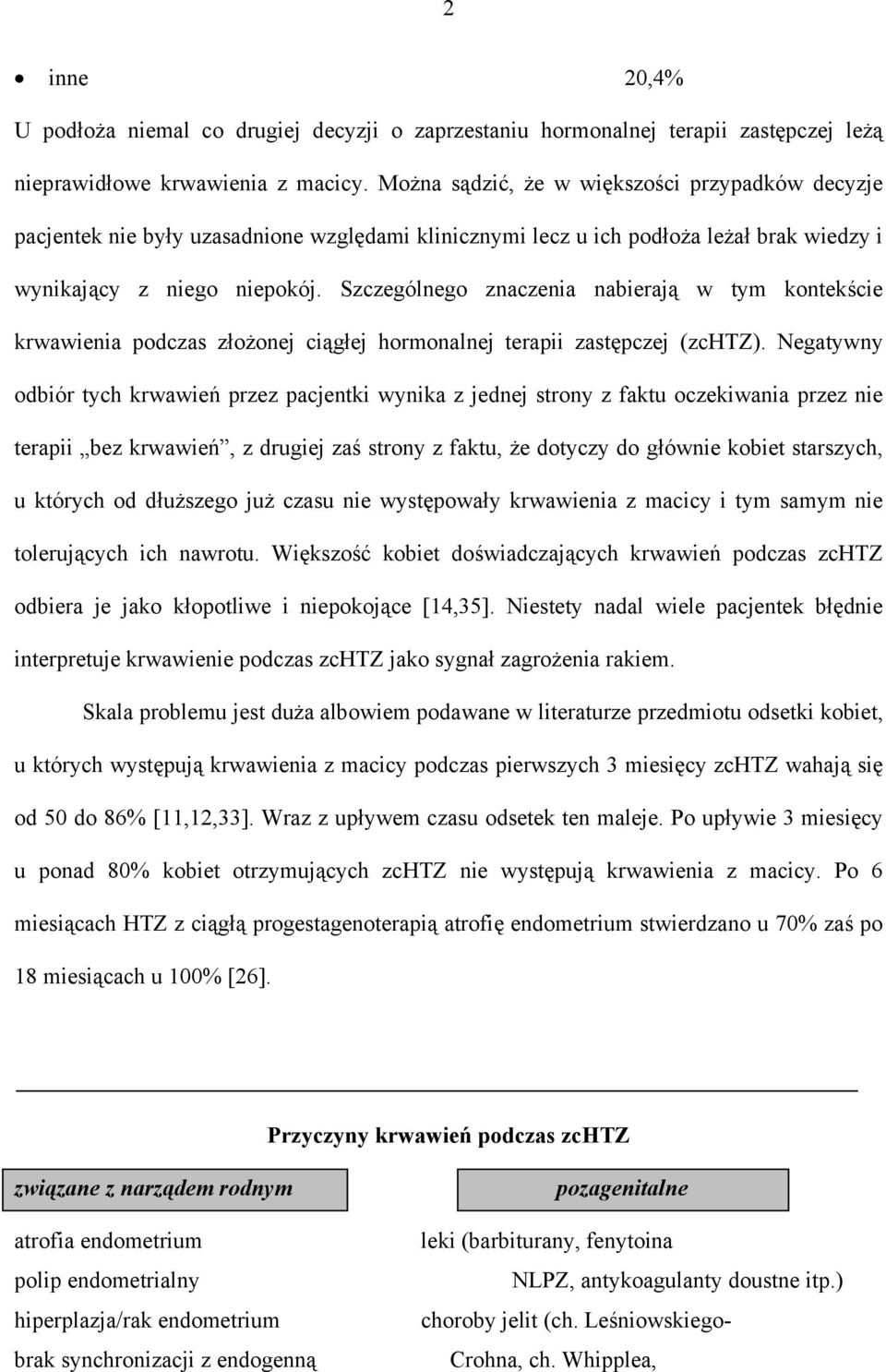 Szczególnego znaczenia nabierają w tym kontekście krwawienia podczas złożonej ciągłej hormonalnej terapii zastępczej (zchtz).