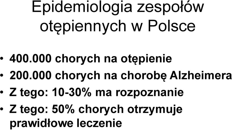 000 chorych na chorobę Alzheimera Z tego: