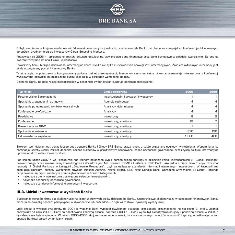 Są one co kwartał rozsyłane do analityków i inwestorów. Towarzyszy temu bieżąca działalność informacyjna która wynika nie tylko z ustawowych obowiązków informacyjnych.