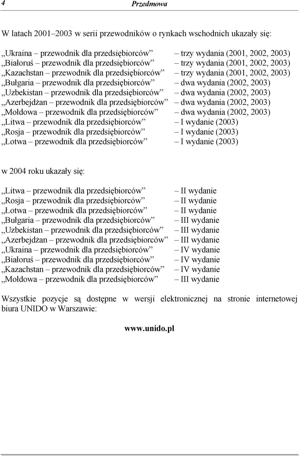 przedsiębiorców dwa wydania (2002, 2003) Azerbejdżan przewodnik dla przedsiębiorców dwa wydania (2002, 2003) Mołdowa przewodnik dla przedsiębiorców dwa wydania (2002, 2003) Litwa przewodnik dla