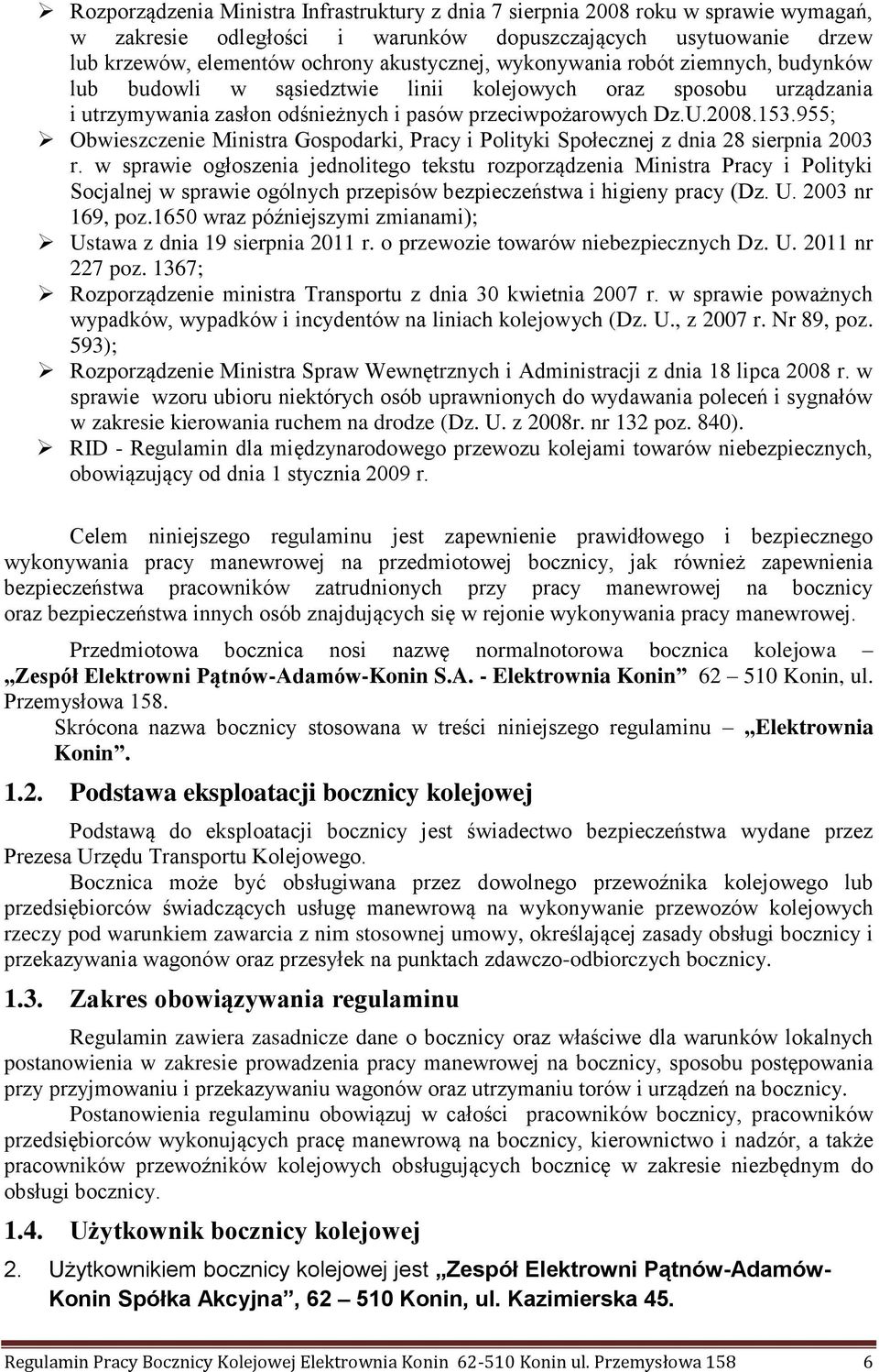 955; Obwieszczenie Ministra Gospodarki, Pracy i Polityki Społecznej z dnia 28 sierpnia 2003 r.