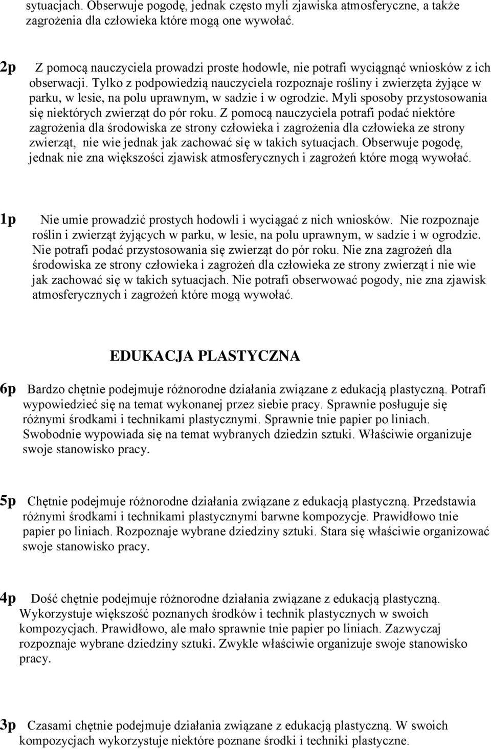 Tylko z podpowiedzią nauczyciela rozpoznaje rośliny i zwierzęta żyjące w parku, w lesie, na polu uprawnym, w sadzie i w ogrodzie. Myli sposoby przystosowania się niektórych zwierząt do pór roku.