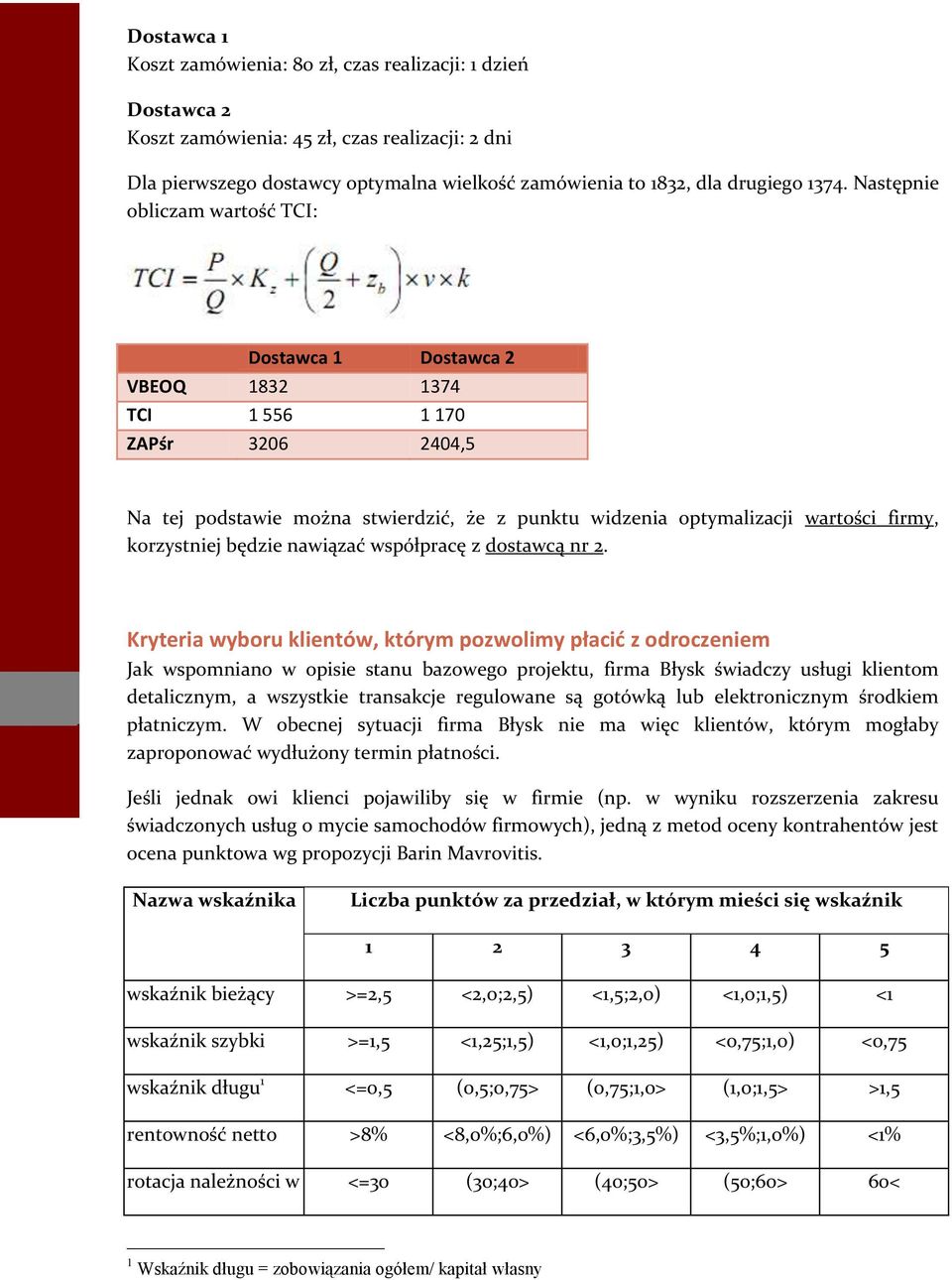 korzystniej będzie nawiązać współpracę z dostawcą nr 2.