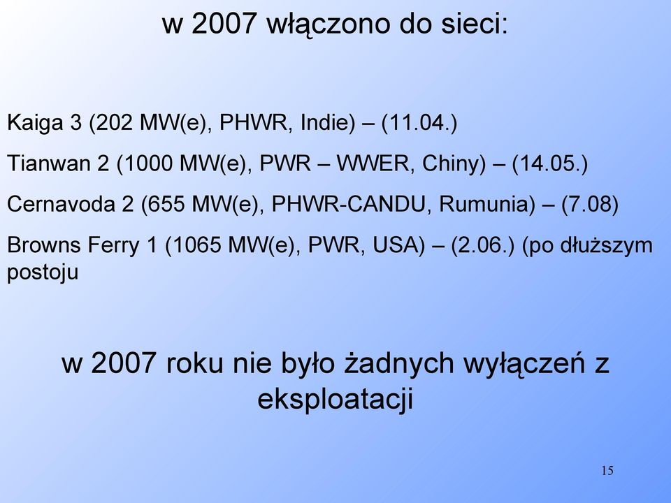 ) Cernavoda 2 (655 MW(e), PHWR-CANDU, Rumunia) (7.