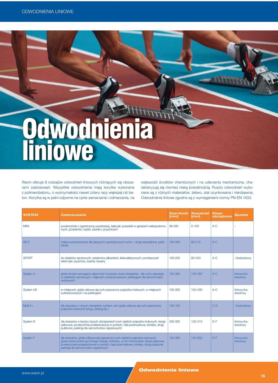 Korytka są w pełni odporne na cykle zamarzania i odmarzania, na większość środków chemicznych i na uderzenia mechaniczne, charakteryzują się również niską ścieralnością.