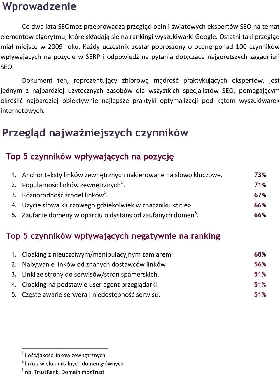 Każdy uczestnik został poproszony o ocenę ponad 100 czynników wpływających na pozycje w SERP i odpowiedź na pytania dotyczące najgorętszych zagadnień SEO.