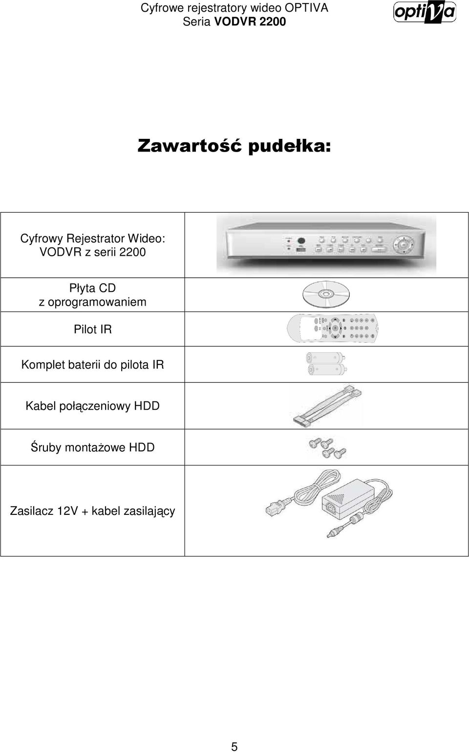 z oprogramowaniem Pilot IR Komplet baterii do pilota IR Kabel