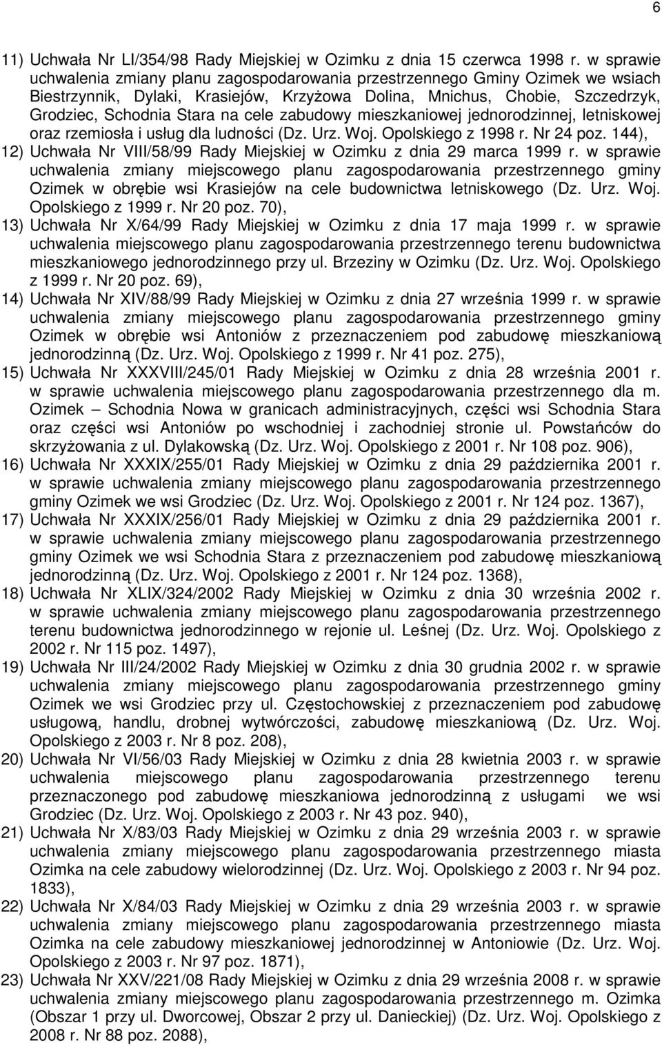 cele zabudowy mieszkaniowej jednorodzinnej, letniskowej oraz rzemiosła i usług dla ludności (Dz. Urz. Woj. Opolskiego z 1998 r. Nr 24 poz.