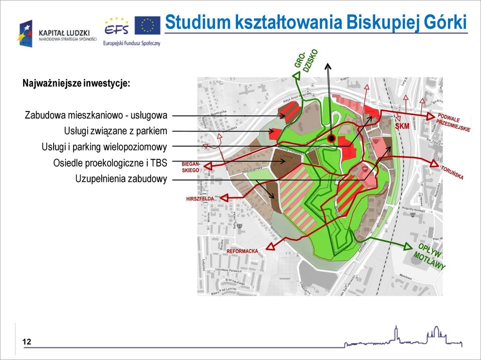 związane z parkiem Usługi i parking wielopoziomowy