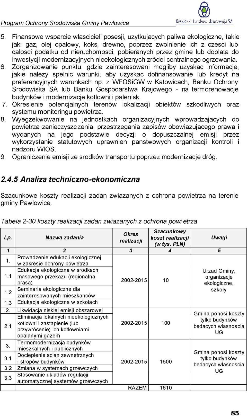 Zorganizowanie punktu, gdzie zainteresowani mogliby uzyskac informacje, jakie nalezy spelnic warunki, aby uzyskac dofinansowanie lub kredyt na preferencyjnych warunkach np.