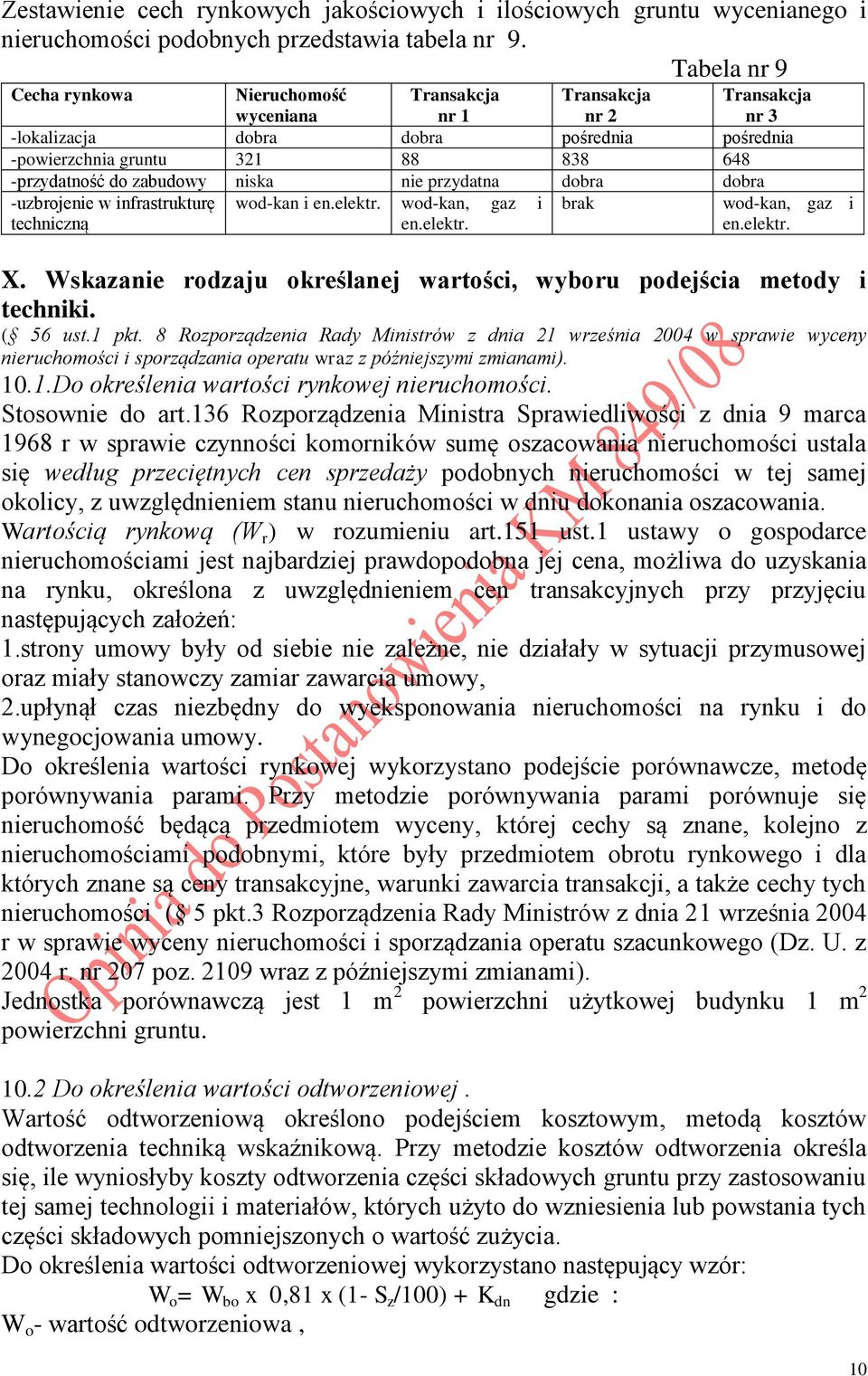 zabudowy niska nie przydatna dobra dobra -uzbrojenie w infrastrukturę techniczną wod-kan i wod-kan, gaz i brak wod-kan, gaz i X.