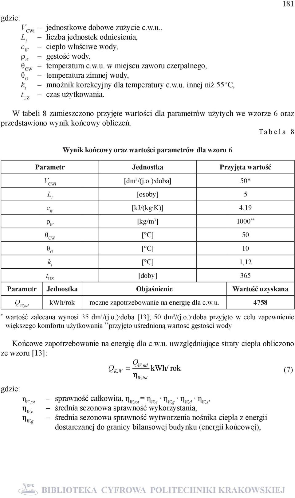 Tabela 8 Wynik koń