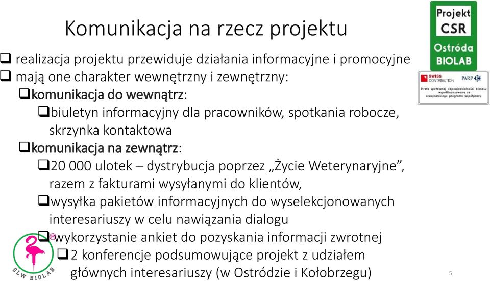 Życie Weterynaryjne, razem z fakturami wysyłanymi do klientów, wysyłka pakietów informacyjnych do wyselekcjonowanych interesariuszy w celu nawiązania