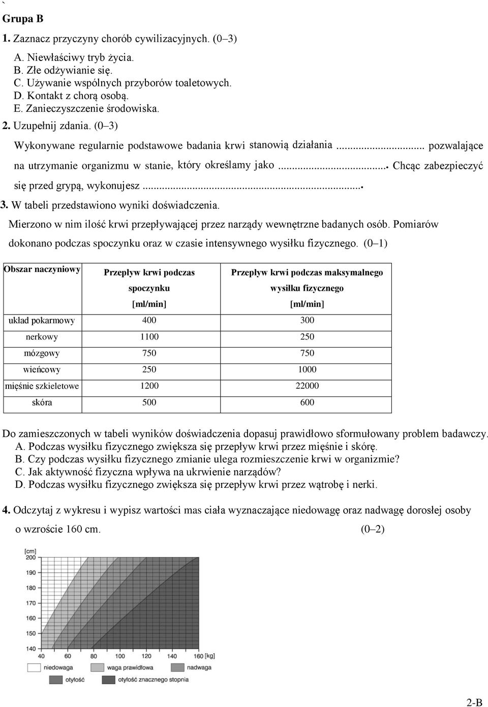 .. Chcąc zabezpieczyć się przed grypą, wykonujesz... 3. W tabeli przedstawiono wyniki doświadczenia. Mierzono w nim ilość krwi przepływającej przez narządy wewnętrzne badanych osób.