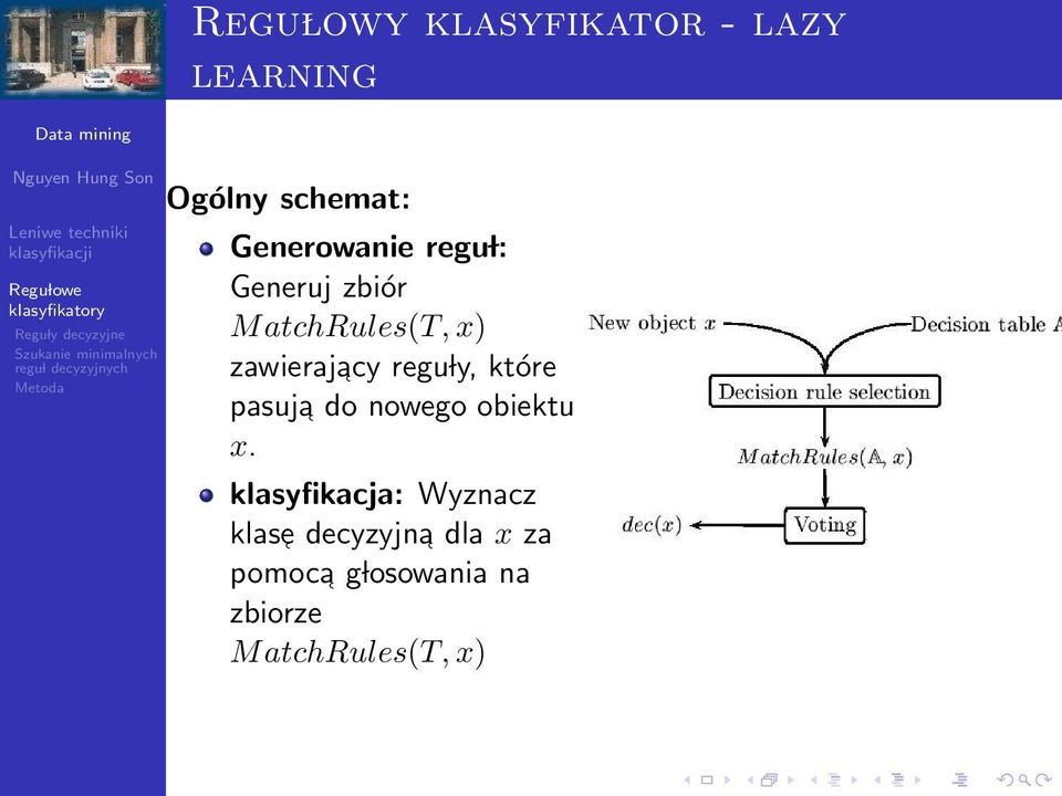 regu ly, które pasuja do nowego obiektu x.