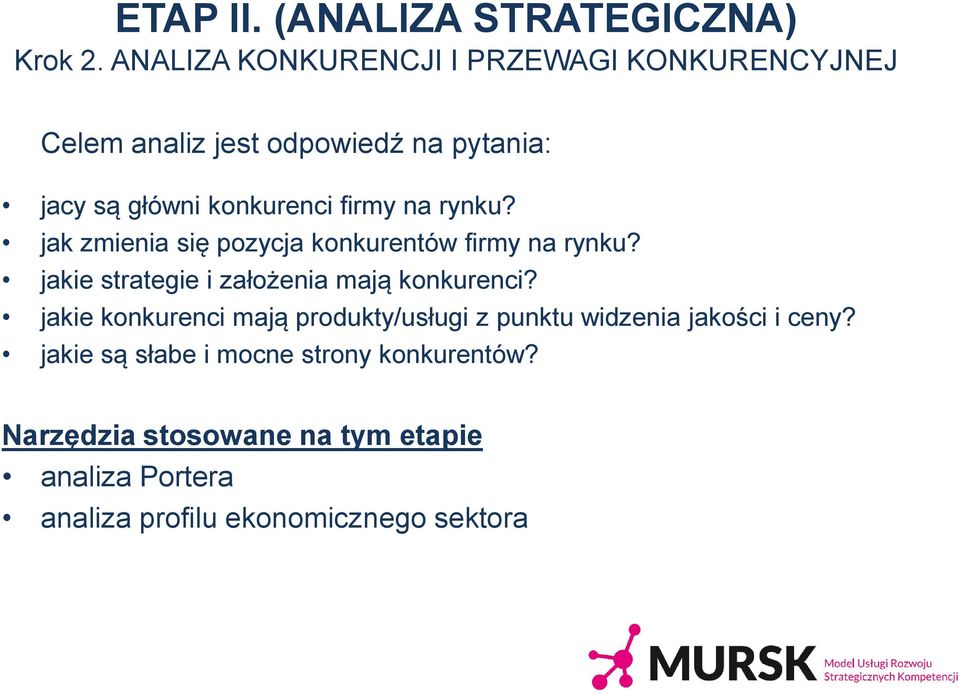 na rynku? jak zmienia się pozycja konkurentów firmy na rynku? jakie strategie i założenia mają konkurenci?