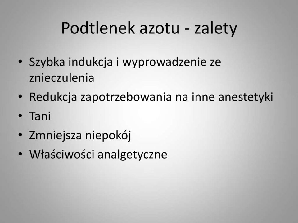 zapotrzebowania na inne anestetyki Tani