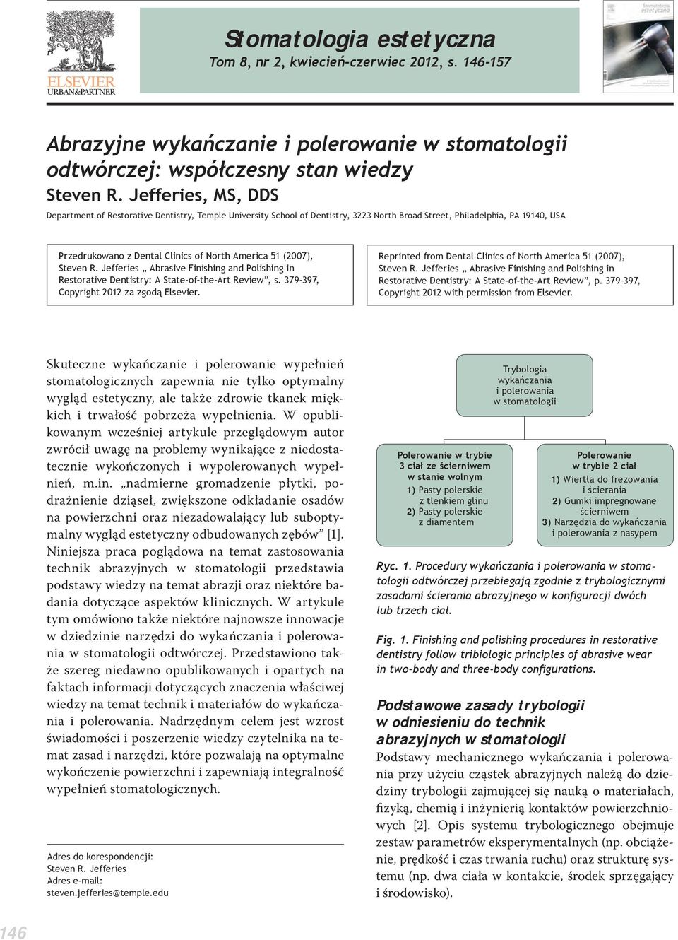 (2007), Steven R. Jefferies Abrasive Finishing and Polishing in Restorative Dentistry: A State-of-the-Art Review, s. 379 397, Copyright 2012 za zgodą Elsevier.