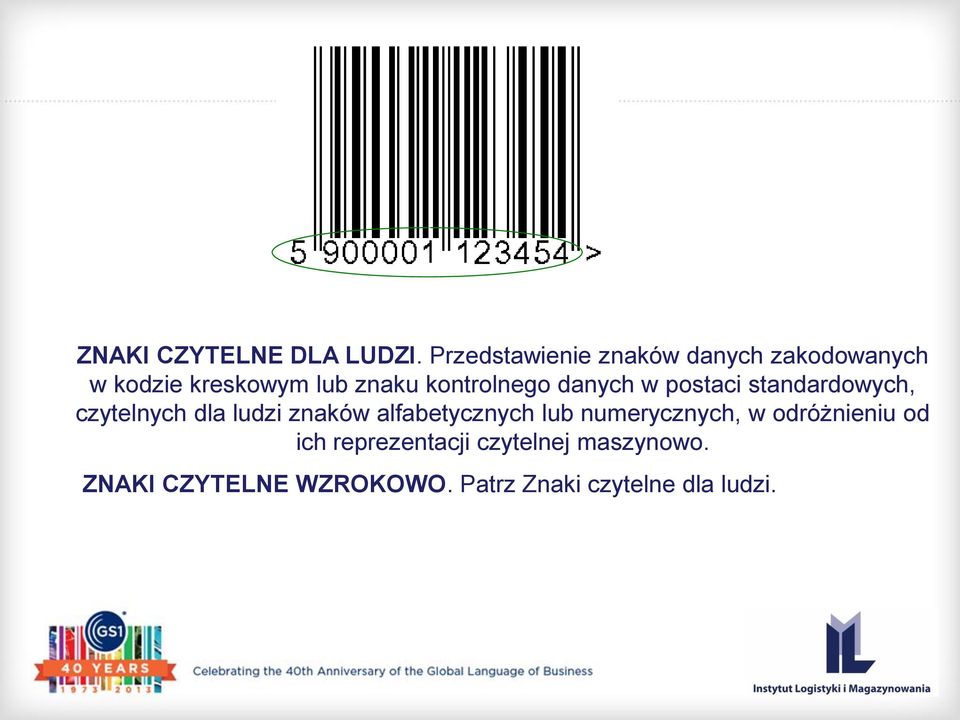 kontrolnego danych w postaci standardowych, czytelnych dla ludzi znaków